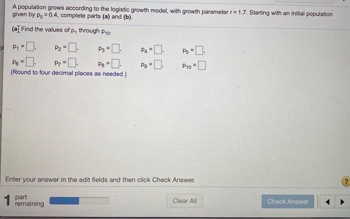 Solved A population grows according to the logistic growth | Chegg.com