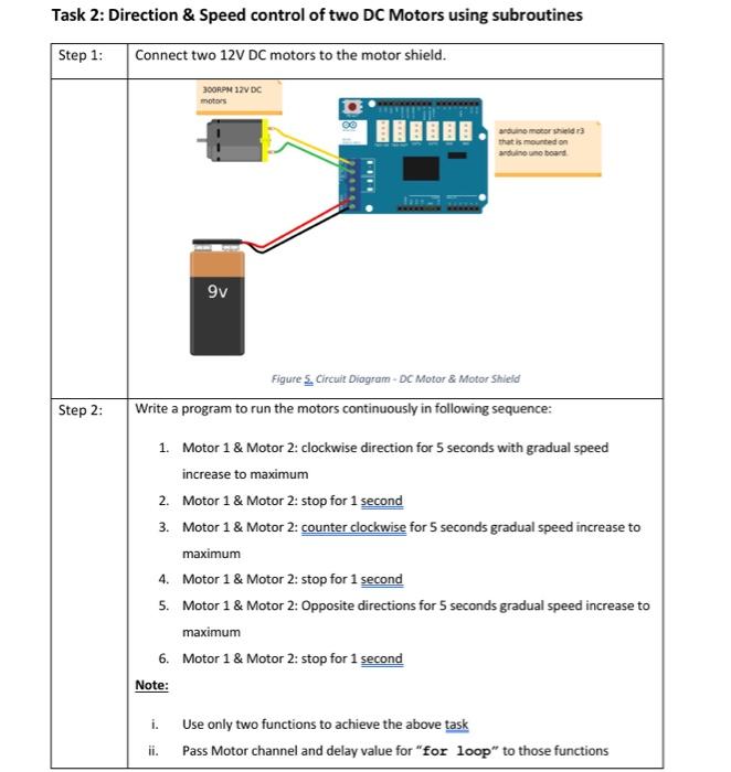 Solved Task 2: Direction \& Speed control of two DC Motors | Chegg.com
