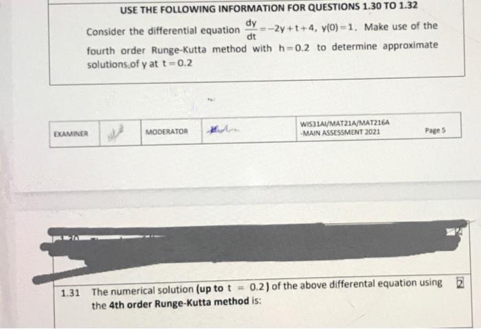 Solved USE THE FOLLOWING INFORMATION FOR QUESTIONS 1.30 TO | Chegg.com