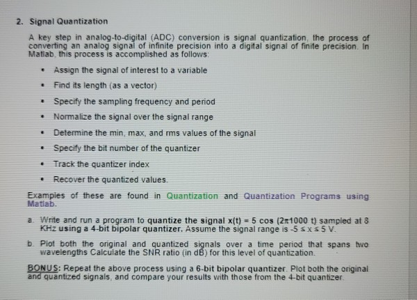 2. Signal Quantization A Key Step In | Chegg.com