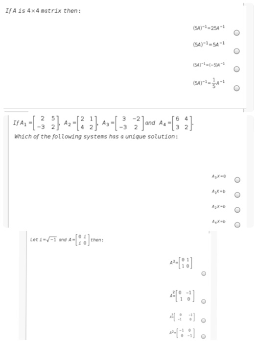 Solved If A is 4x4 matrix then: (5A)-3-254-1 (54)-1 -5A | Chegg.com