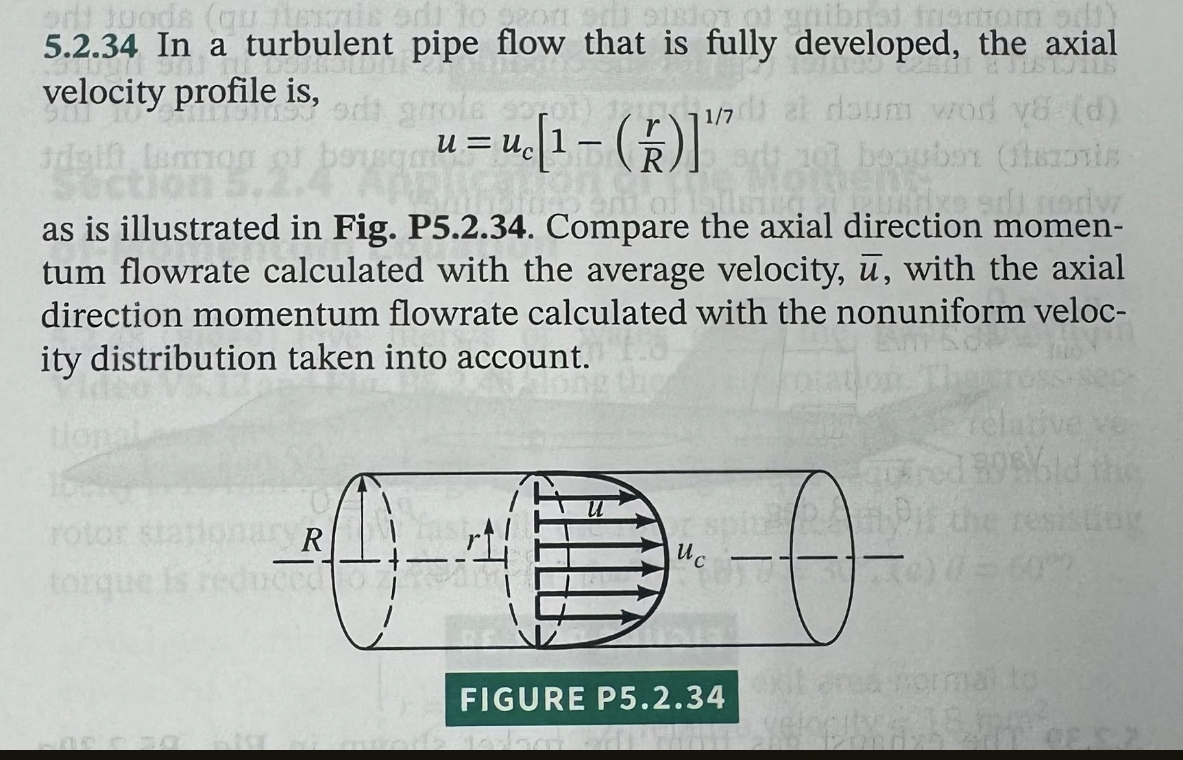 Solved 5.2.34 ﻿In a turbulent pipe flow that is fully | Chegg.com