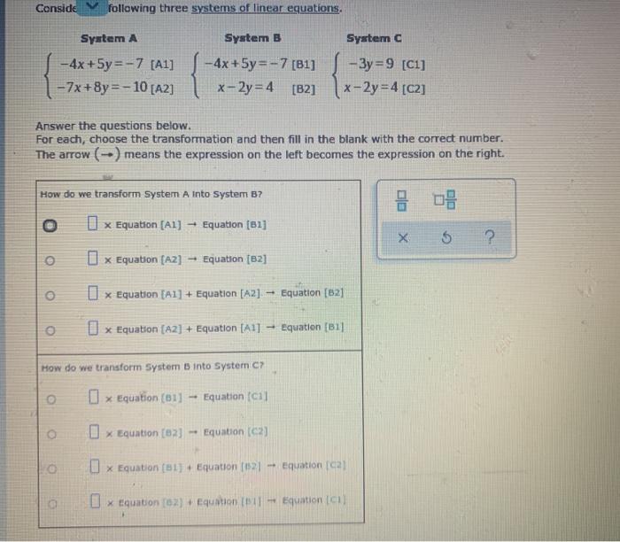 Solved Conside Following Three Systems Of Linear Equations