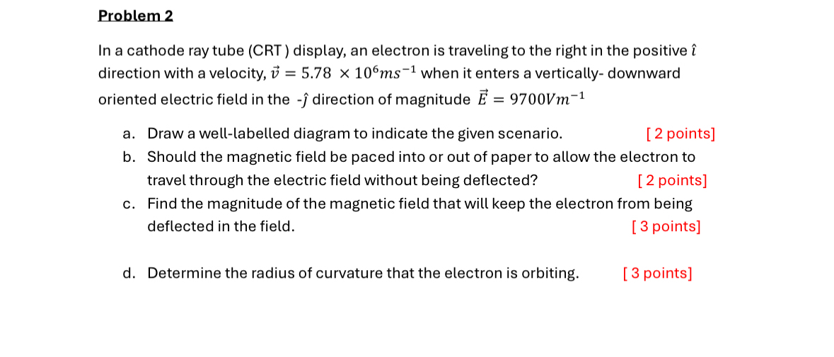 Solved Problem 2In a cathode ray tube (CRT ) ﻿display, an | Chegg.com