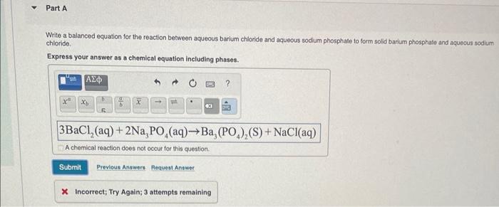 Solved Write a balanced equation for the reaction between | Chegg.com
