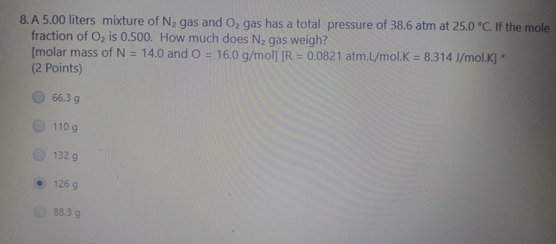 Solved 8 A 5 00 Liters Mixture Of N2 Gas And Oz Gas Has A Chegg Com