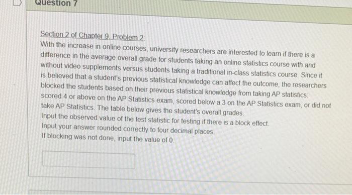 Solved Question 7 Section 2 of Chapter 9. Problem 2. With | Chegg.com