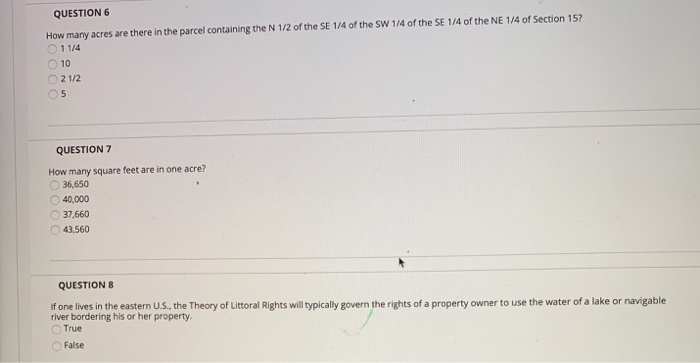 Question 6 How Many Acres Are There In The Parcel Chegg Com