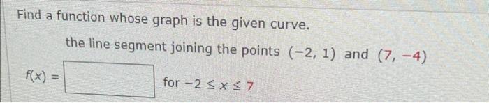 Solved Find a function whose graph is the given curve. the | Chegg.com
