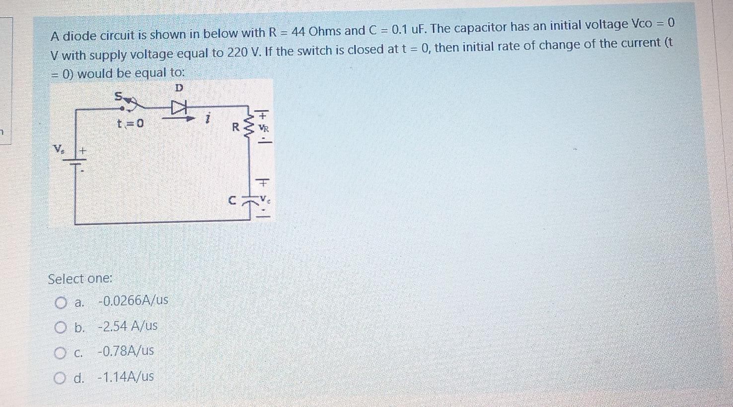 Solved A diode circuit is shown in below with R = 44 Ohms | Chegg.com