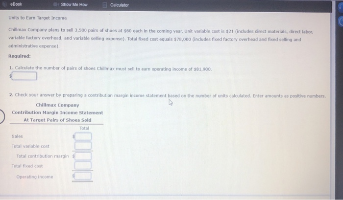 Solved eBook Show Me How Calculator Units to Earn Target | Chegg.com