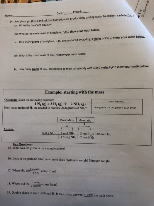 Types Of Chemical Reactions Pogil Answer Key Pogil Stoichiometry How 