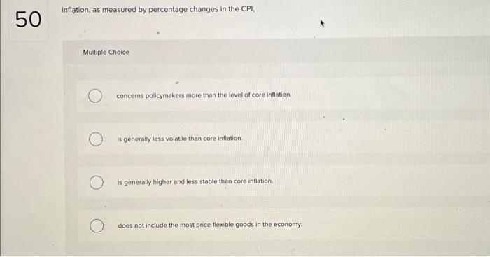 Solved Inflation, as measured by percentage changes in the | Chegg.com