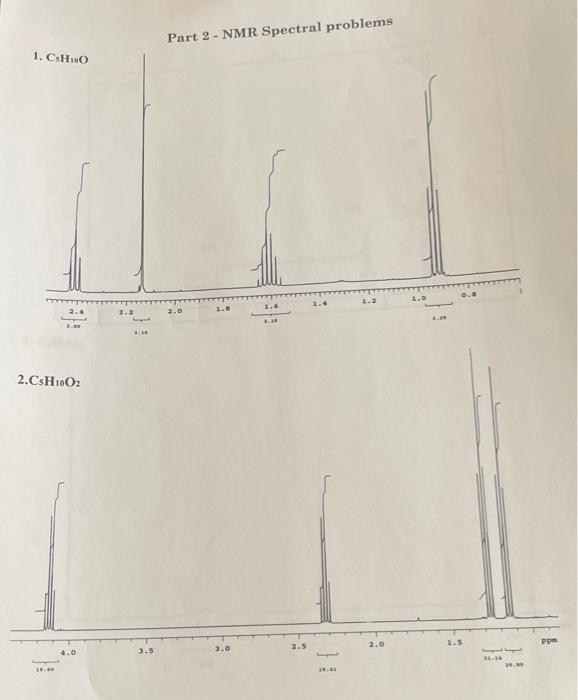 Solved Part 2 - NMR Spectral problems 1. CHIO .. 1.6 2.1 3.1 | Chegg.com