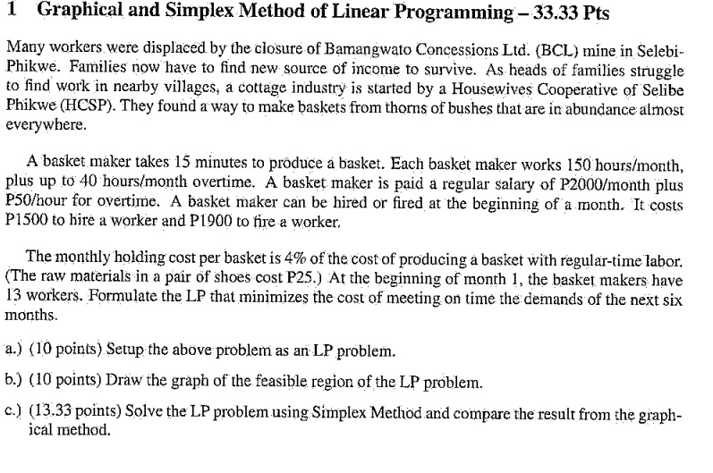 Solved 1 ﻿Graphical and Simplex Method of Linear Programming | Chegg.com
