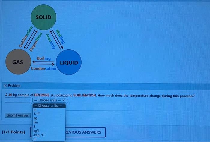 Solved A 49 Kg Sample Of BROMINE Is Undergoing SUBLIMATION Chegg Com   Image