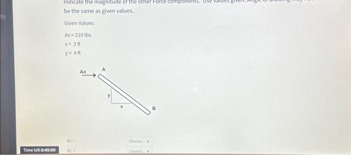Solved be the same as given values. Given Values: Ax=210 lbs | Chegg.com