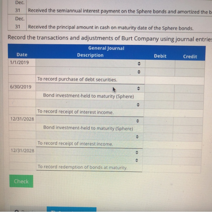 Solved Accounting for Debt SecuritiesHeldtoMaturity Burt
