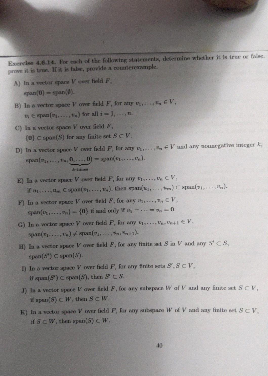 Solved Exercise 4.6.14. For each of the following | Chegg.com
