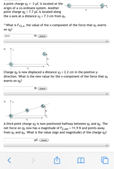 Solved 4 9 A point charge 41 = -3 C is located at the origin | Chegg.com