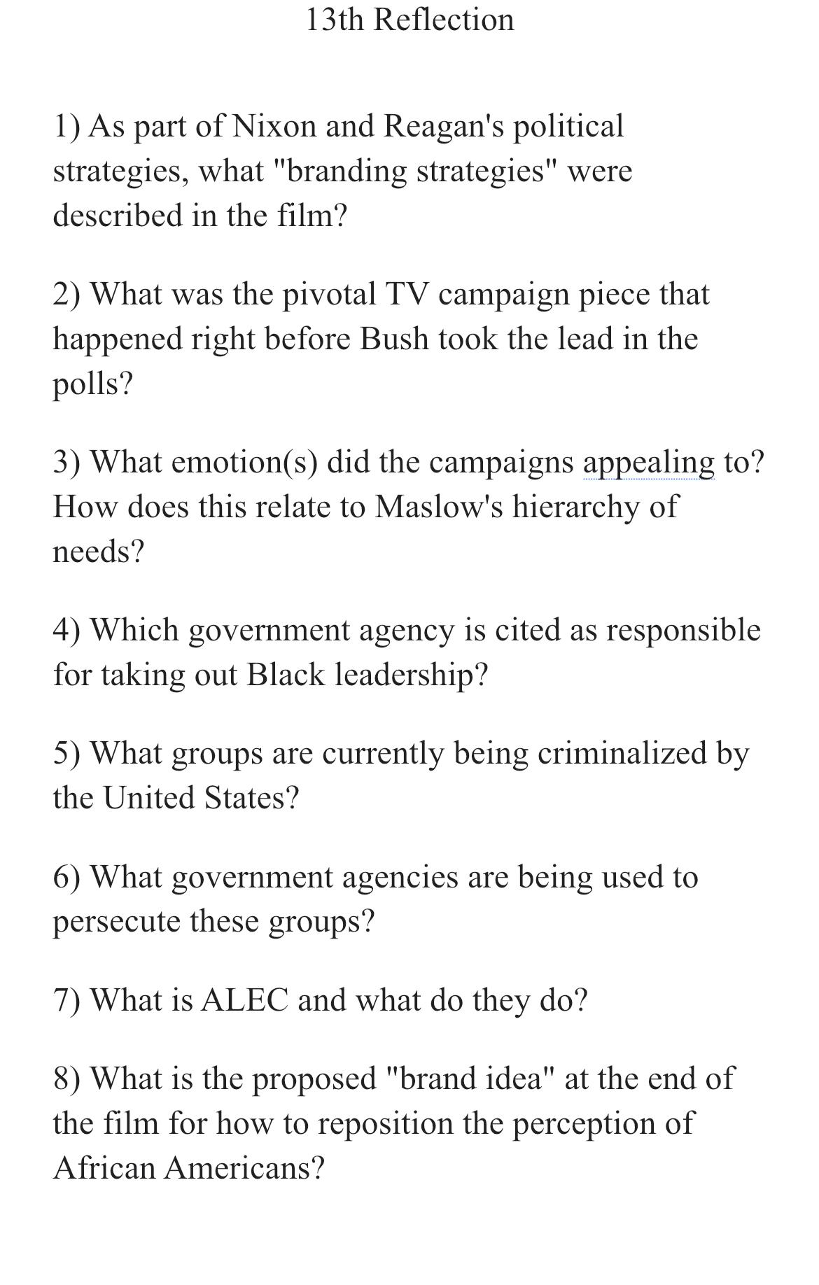 Solved 13th ReflectionAs part of Nixon and Reagan's | Chegg.com