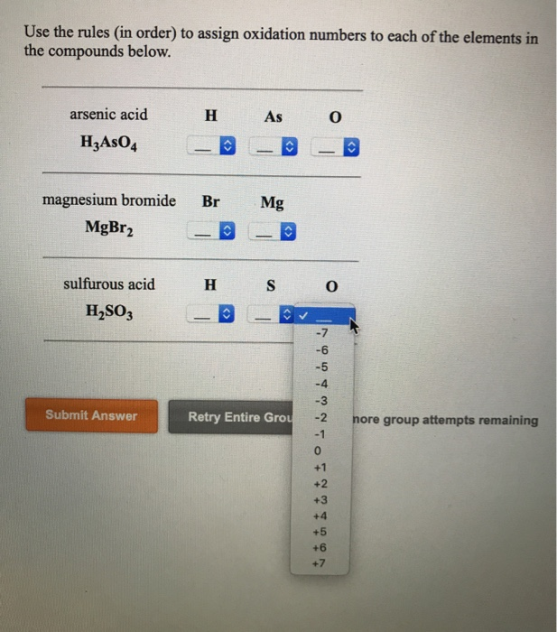 Solved Determine the oxidation state for each of the