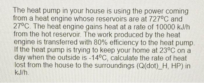 Solved The Heat Pump In Your House Is Using The Power Coming | Chegg.com