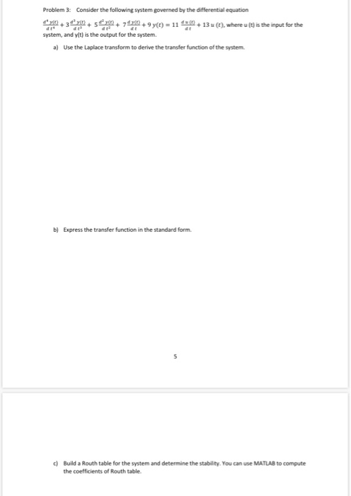 Solved Problem 2: Consider the following system governed by | Chegg.com