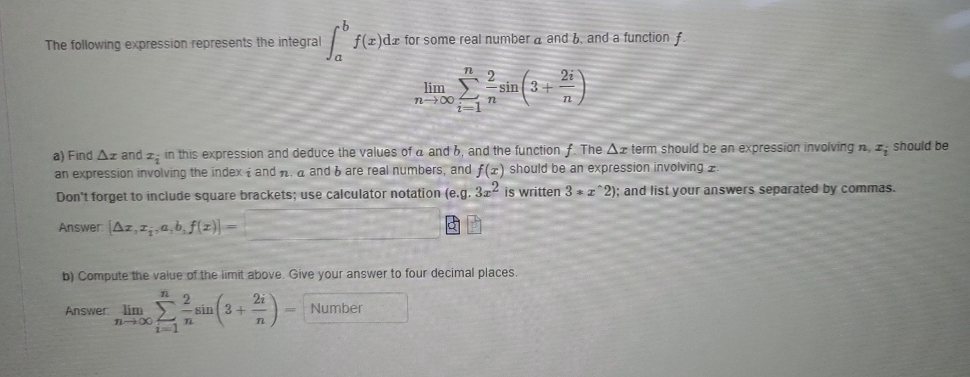 Solved The following expression represents the integral | Chegg.com