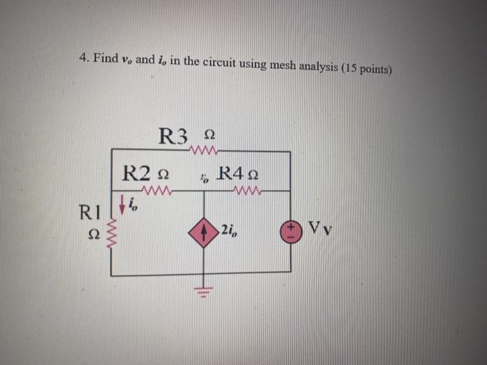 Solved Problem 4 V RI 12 4 R2 2 R3 8 R4 4 4. Find v, and | Chegg.com