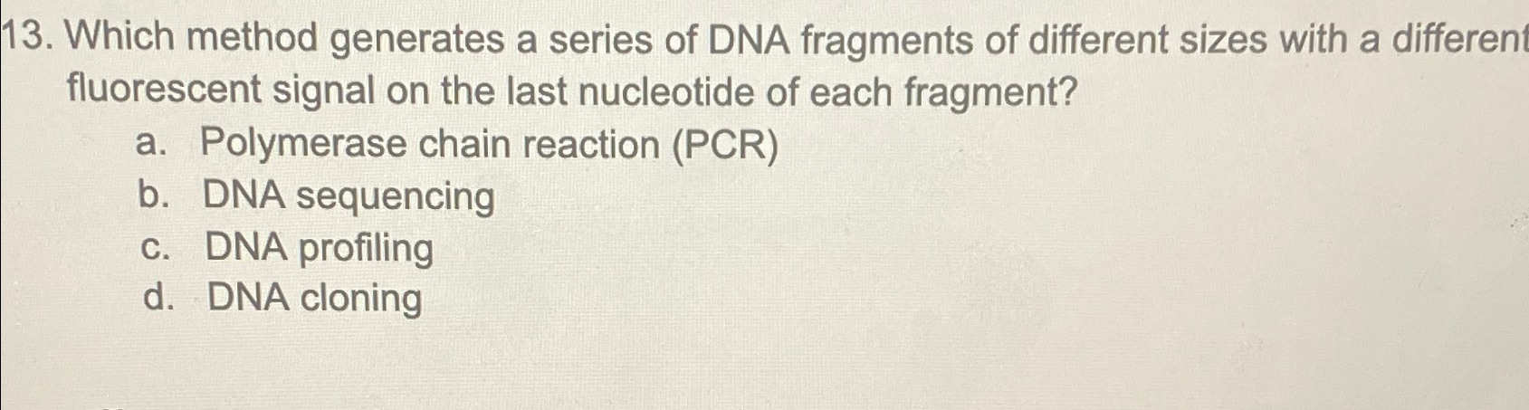 Solved Which method generates a series of DNA fragments of | Chegg.com