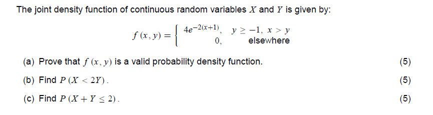 Solved The joint density function of continuous random | Chegg.com