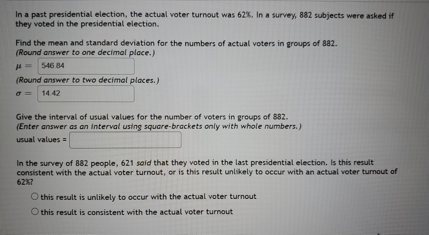 Solved In A Past Presidential Election, The Actual Voter | Chegg.com