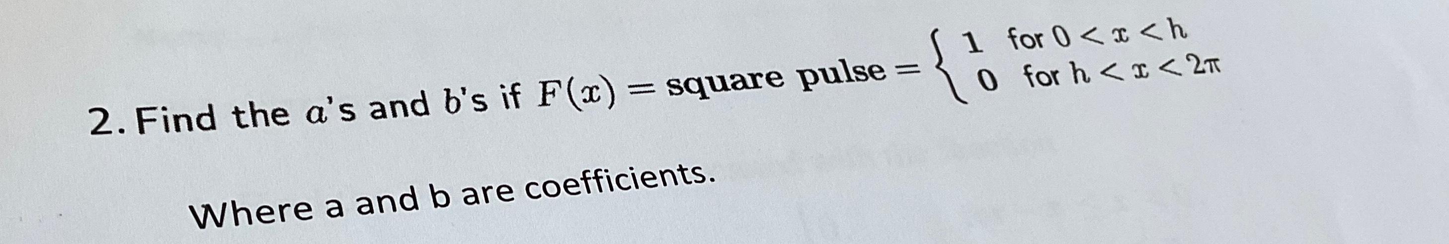 Find the a's ﻿and b's if F(x)= ﻿square pulse ab | Chegg.com