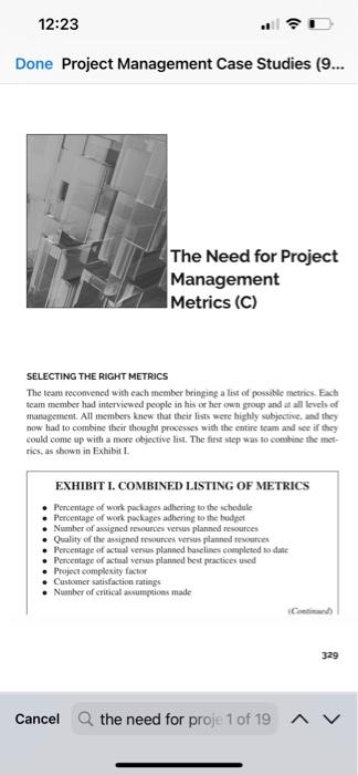 Solved Done Project Management Case Studies (9... The Need | Chegg.com