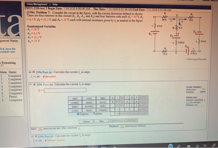 Solved Ta Class Management | Help PHYS 2326 Test 2 Begin | Chegg.com