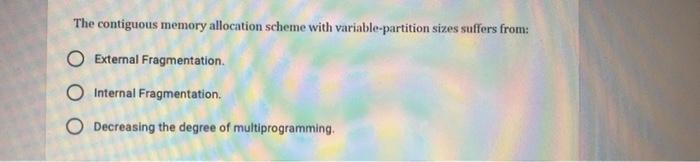 Solved The contiguous memory allocation scheme with | Chegg.com