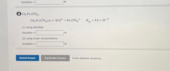 Calculate the solutilities of the following compounds | Chegg.com