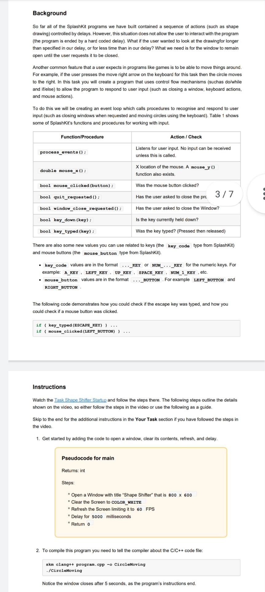 Solved Background So far all of the SplashKit programs we | Chegg.com