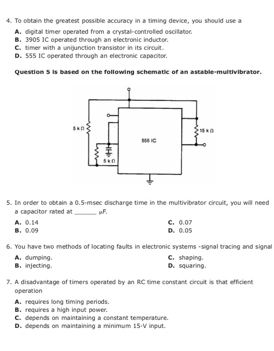 Solved 1. Which one of the following resistancecapacitance