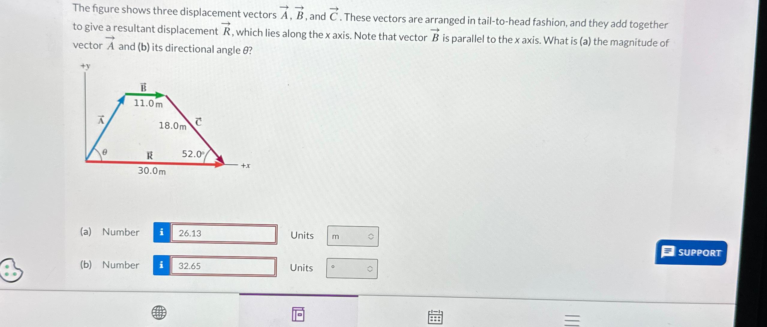 Solved The figure shows three displacement vectors | Chegg.com