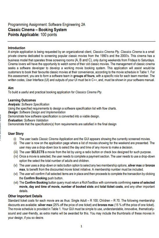 Solved Programming Assignment: Software Engineering 2A | Chegg.com