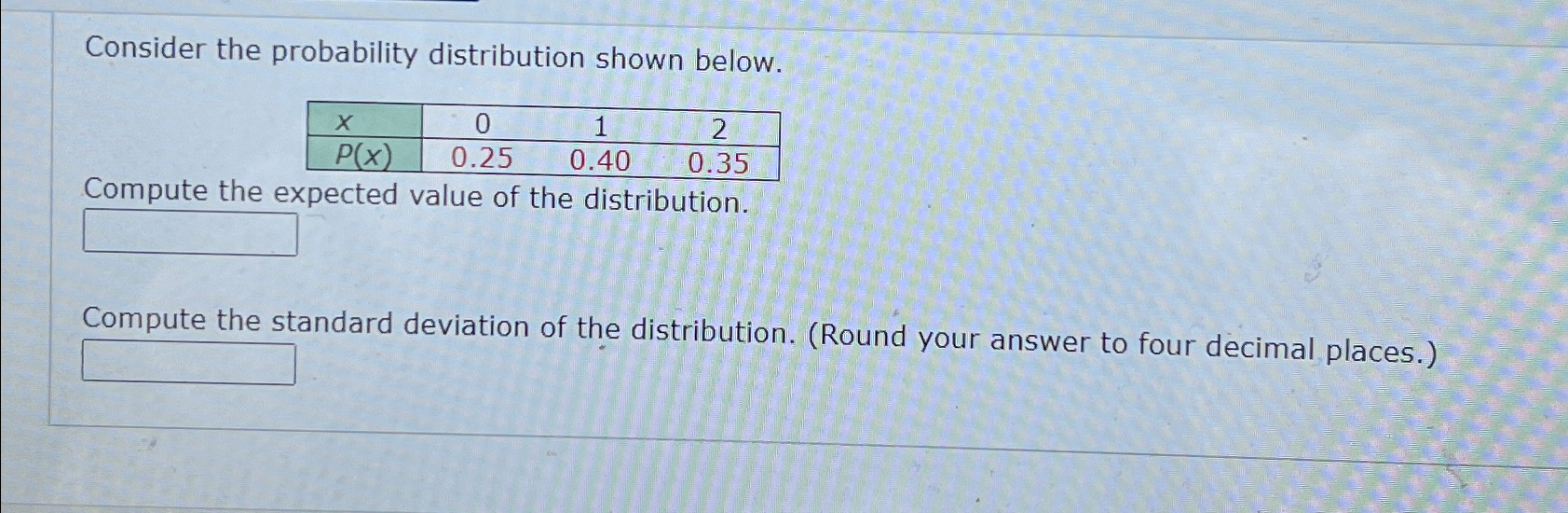 Solved Consider the probability distribution shown | Chegg.com