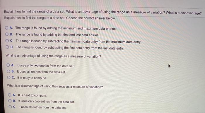 Solved: Explain How To Find The Range Of A Data Set. What | Chegg.com