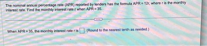 Solved The nominal annual percentage rate (APR) reported by | Chegg.com