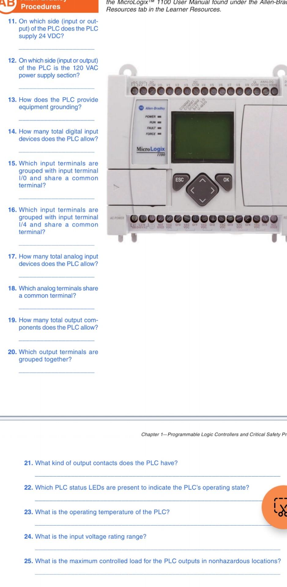 Solved 11. On which side (input or out- put) of the PLC does | Chegg.com