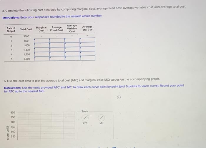 Solved a. Complete the following cost schedule by computing | Chegg.com