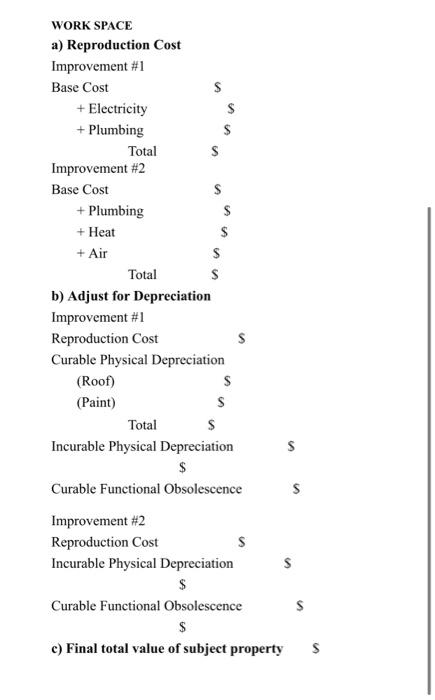 Solved Cost Approach Use the information below to answer a), | Chegg.com