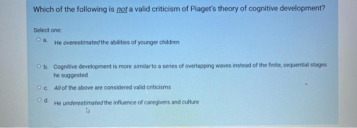 Criticisms of hotsell piaget's stage theory