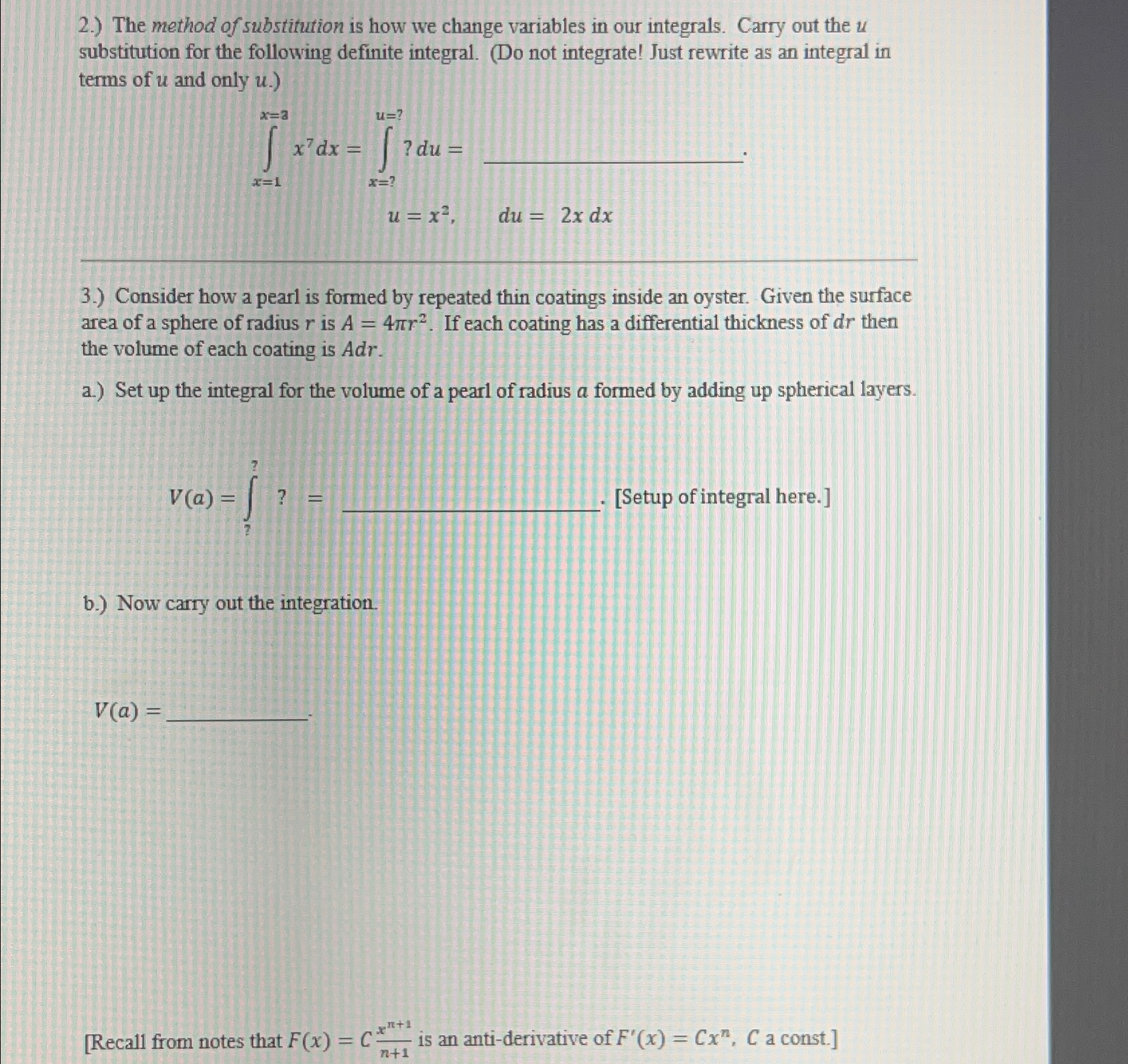 Solved 2.) ﻿The method of substitution is how we change | Chegg.com